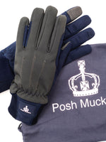 Posh Muckerz® GRANITE GREY / NAVY CONTRAST Riding Gloves