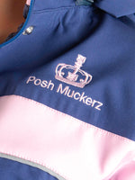 Ladies waterproof coveralls Posh Muckerz® Original Signature Pink. Ladies waterproof overalls.  Womens waterproof equestrian overalls.  Womens waterproof equestrian coveralls. 